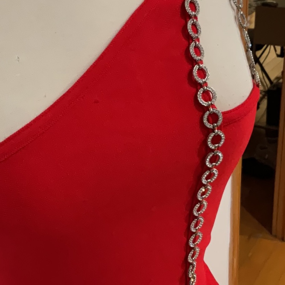 H:Ours Alisha One Shoulder Dress in Red, Size: XS - Picture 12 of 12